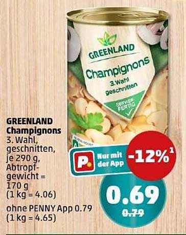 GREENLAND Champignons 3. Wahl, geschnitten, 290 g