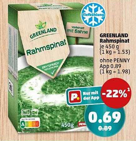 GREENLAND Rahmspinat 450g - jetzt sparen!