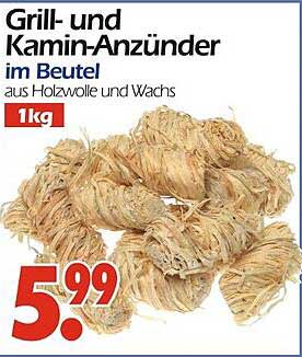 Grill- und Kamin-Anzünder im Beutel aus Holzwolle und Wachs 1kg