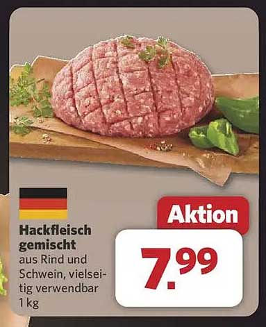 Hackfleisch gemischt aus Rind und Schwein, vielseitig verwendbar 1 kg