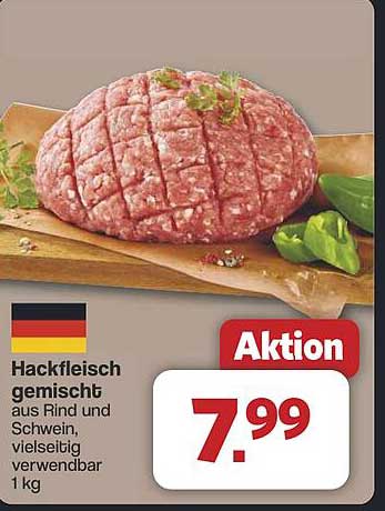 Hackfleisch gemischt aus Rind und Schwein, vielseitig verwendbar, 1 kg