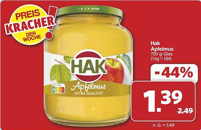 Hak Apfelmus 700-g-Glas