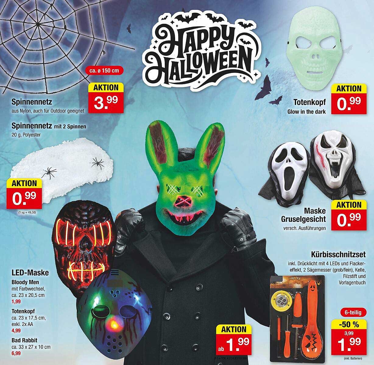 Halloween-Angebot: Spinnennetz, Masken und mehr!