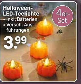 Halloween-LED-Teelichter 4er-Set