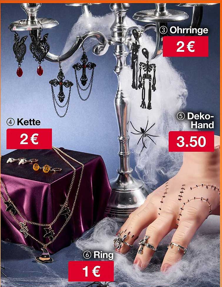 Halloween Schmuck Set – Kette, Ohrringe und Ring