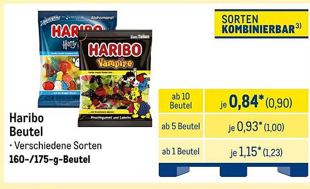 Haribo Beutel - Verschiedene Sorten 160-/175-g-Beutel