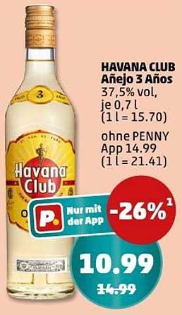HAVANA CLUB Añejo 3 Años 0,7 l - 26% gespart