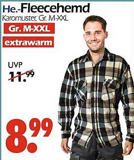 He.-Fleecehemd Karomuster, Gr. M-XXL, extrawarm