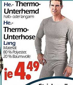 He.-Thermo-Unterhemd halb- oder langarm und He.-Thermo-Unterhose