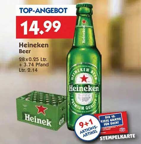 Heineken Bier 28 x 0,25 L - TOP-Angebot im Hol'ab Getränkemarkt