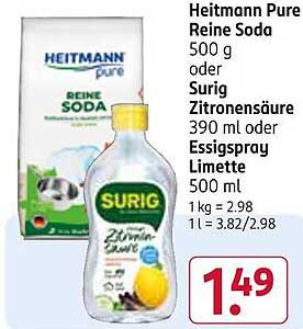 Heitmann Pure Reine Soda 500 g oder Surig Zitronensäure 390 ml