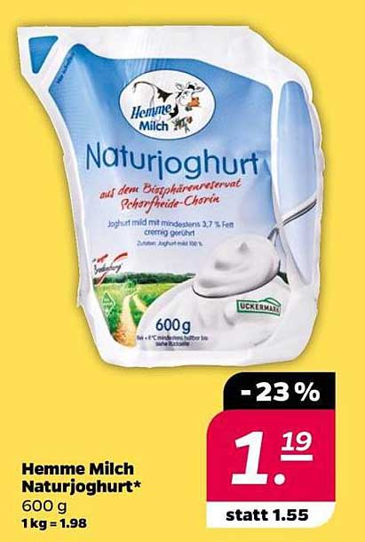 Hemme Milch Naturjoghurt 600 g