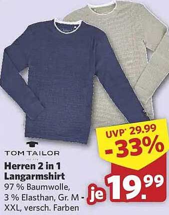 Herren 2 in 1 Langarmshirt von Tom Tailor
