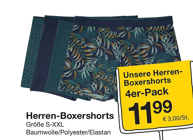Herren-Boxershorts 4er-Pack