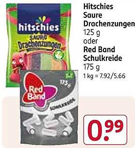 Hitschies Saure Drachenzungen 125 g oder Red Band Schulkreide 175 g