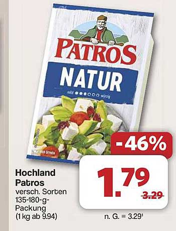 Hochland Patros Natur versch. Sorten 135-180-g-Packung