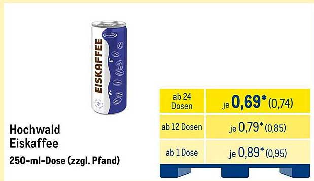 Hochwald Eiskaffee 250-ml-Dose (zzgl. Pfand)