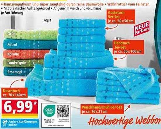 Hochwertige Webfrottierware in vielen Farben
