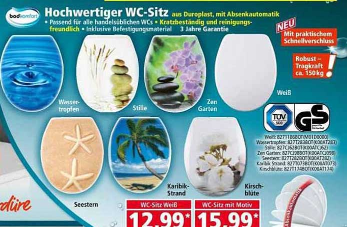 Hochwertiger WC-Sitz aus Duroplast mit Absenkautomatik