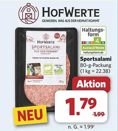 HofWerte Sportsalami 80-g-Packung