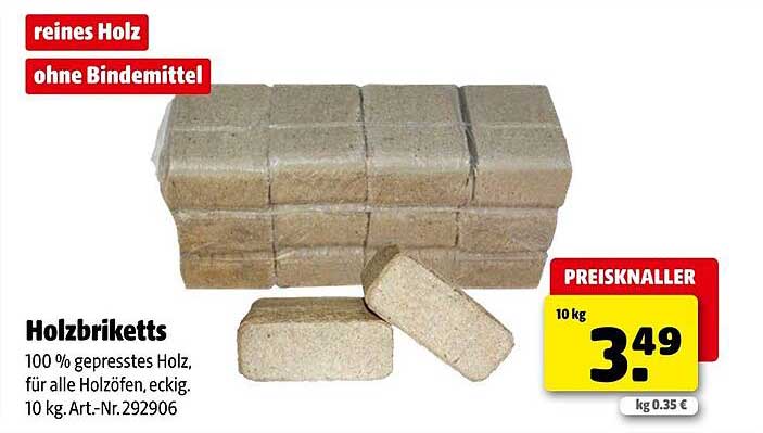Holzbriketts 100 % gepresstes Holz