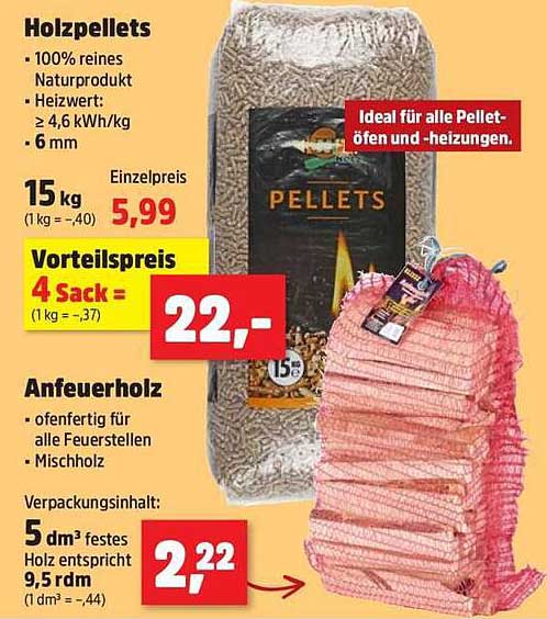 Holzpellets 15 kg - Ideal für Pelletöfen und -heizungen