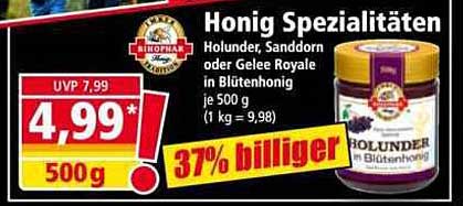 Honig Spezialitäten: Holunder, Sanddorn oder Gelee Royale in Blütenhonig