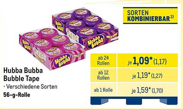Hubba Bubba Bubble Tape – Verschiedene Sorten, 56-g-Rolle
