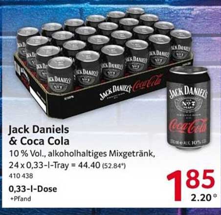 Jack Daniels & Coca Cola Mixgetränk, 24 x 0,33 l