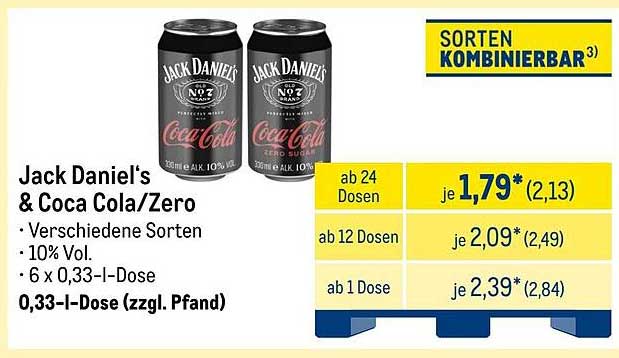 Jack Daniel's & Coca Cola/Zero 0,33-I-Dose