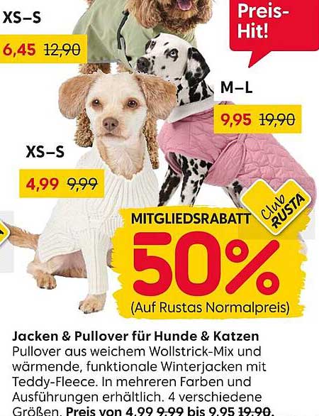 Jacken & Pullover für Hunde & Katzen