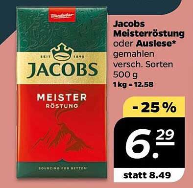 Jacobs Meisterröstung oder Auslese gemahlen 500 g