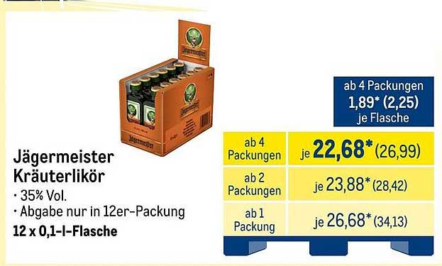 Jägermeister Kräuterlikör 12 x 0,1 l - Jetzt zugreifen!