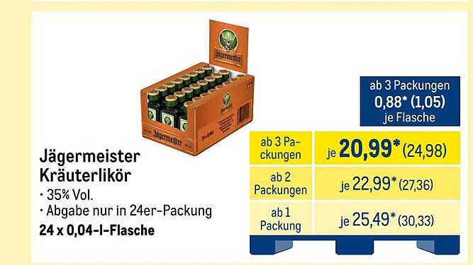Jägermeister Kräuterlikör – 24 x 0,04 l-Flasche