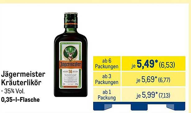 Jägermeister Kräuterlikör – 35% Vol. – 0,35 l