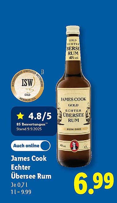 James Cook Echter Übersee Rum 0,7 L