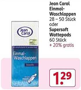Jean Carol Einmal-Waschlappen 28 – 50 Stück oder Supersoft Wattepads 60 Stück + 20% gratis