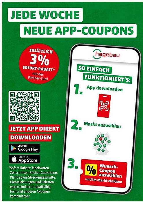 Jede Woche neue App-Coupons von Hagebau