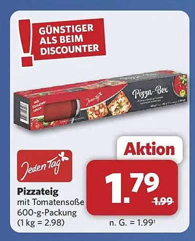 Jeden Tag Pizzateig mit Tomatensoße 600-g-Packung
