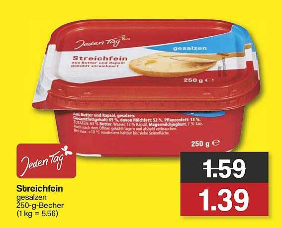 Jeden Tag Streichfein gesalzen 250-g-Becher