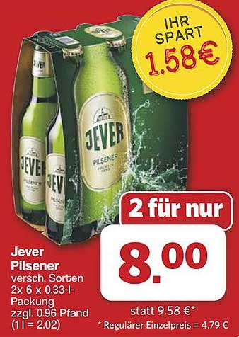 Jever Pilsener 2x 6 x 0,33l Packung