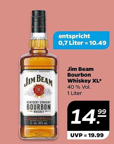 Jim Beam Bourbon Whiskey XL 1 Liter