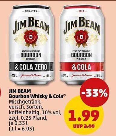 JIM BEAM Bourbon Whisky & Cola - Mischgetränk, verschiedene Sorten