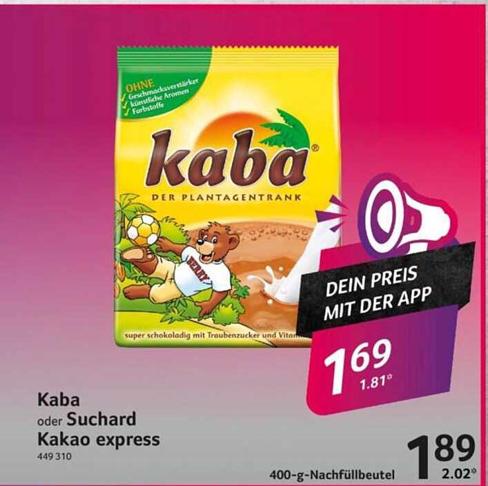 Kaba oder Suchard Kakao Express 400 g Nachfüllbeutel
