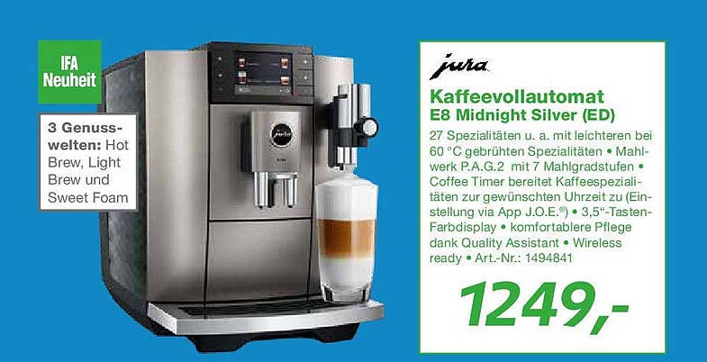 Kaffeevollautomat E8 Midnight Silver (ED)