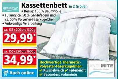 Kassettendbett in 2 Größen