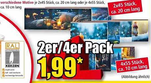 Kerzen 2er/4er Pack für nur 1,99 €