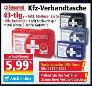 Kfz-Verbandstasche 43-tlg. – Inkl. Malteser Erste Hilfe Broschüre