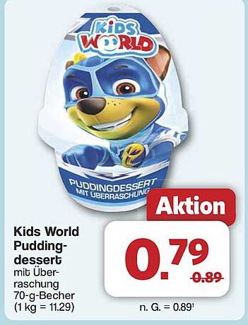 Kids World Puddingdessert mit Überraschung 70-g-Becher