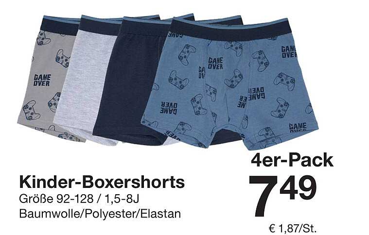 Kinder-Boxershorts 4er-Pack